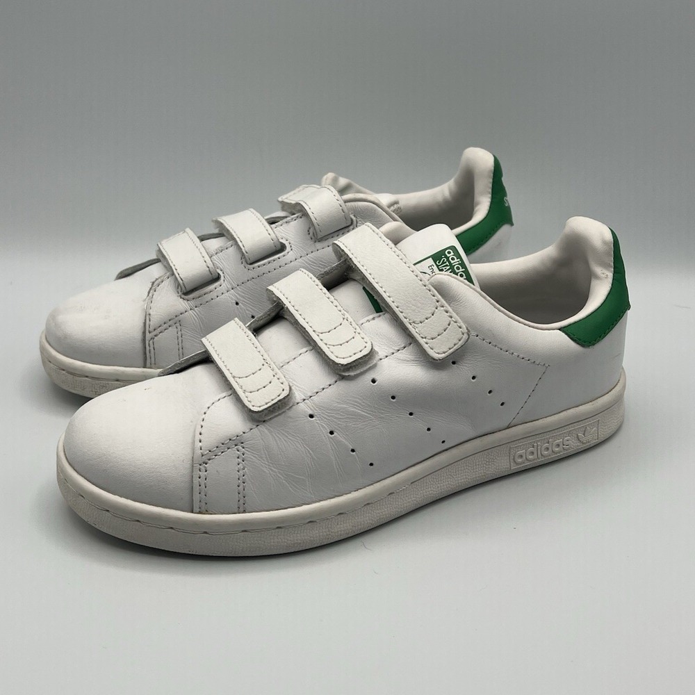 Adidas Stan Smith Strap White Green Retro Shoes - Kids Youth Size 3 (M20607) - Picture 2 of 8
